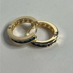 Gold and Blue Hoop Earrings